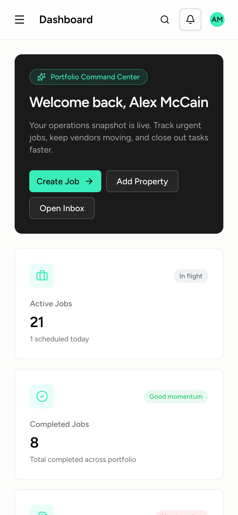 Revoscape mobile dashboard